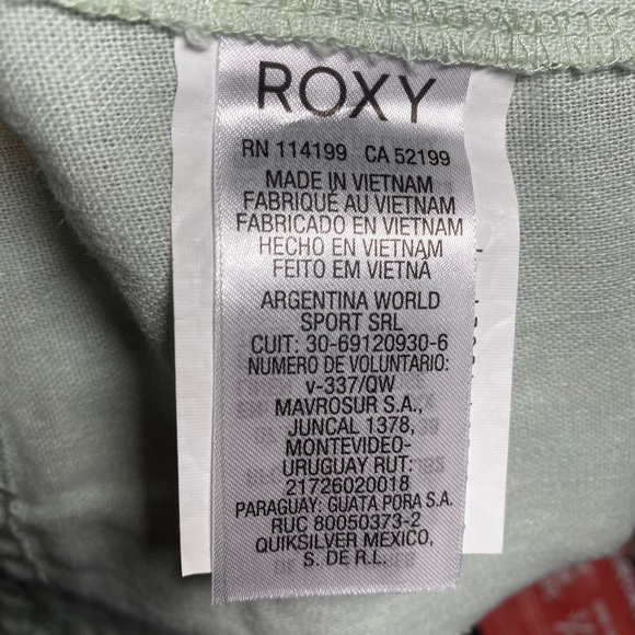 Roxy Womenʻs Relaxed Fit Drawstring Waist Mint Green Linen Blend Pants Large - Picture 6 of 6